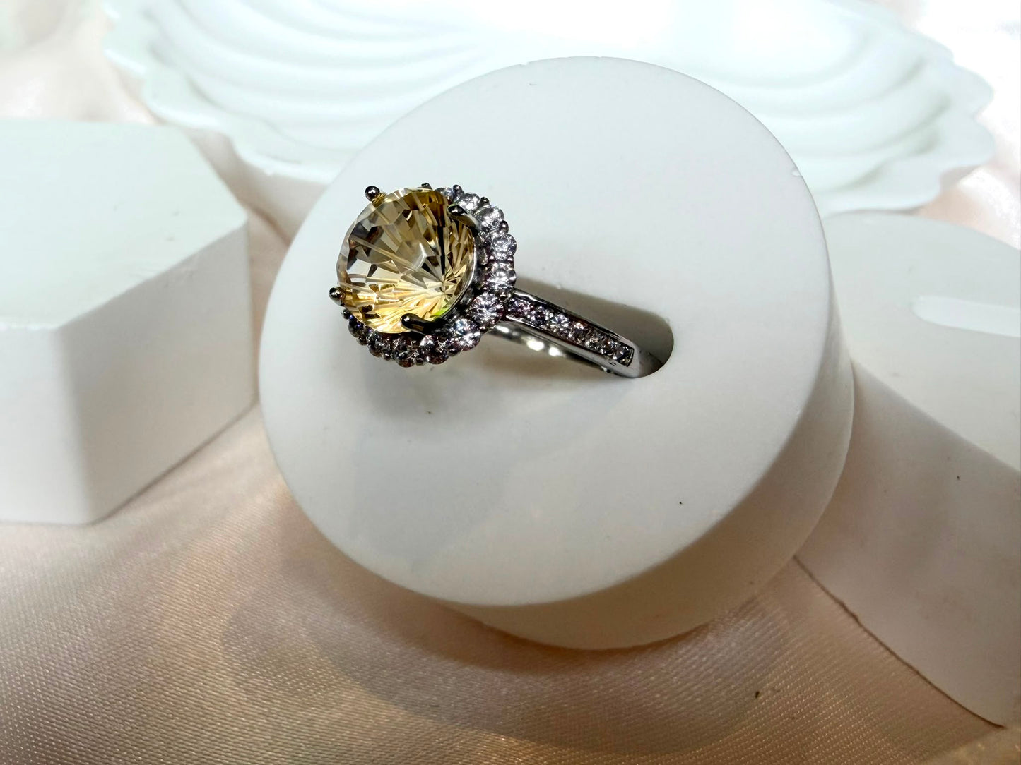 黃水晶煙花切割開口戒指 展示2