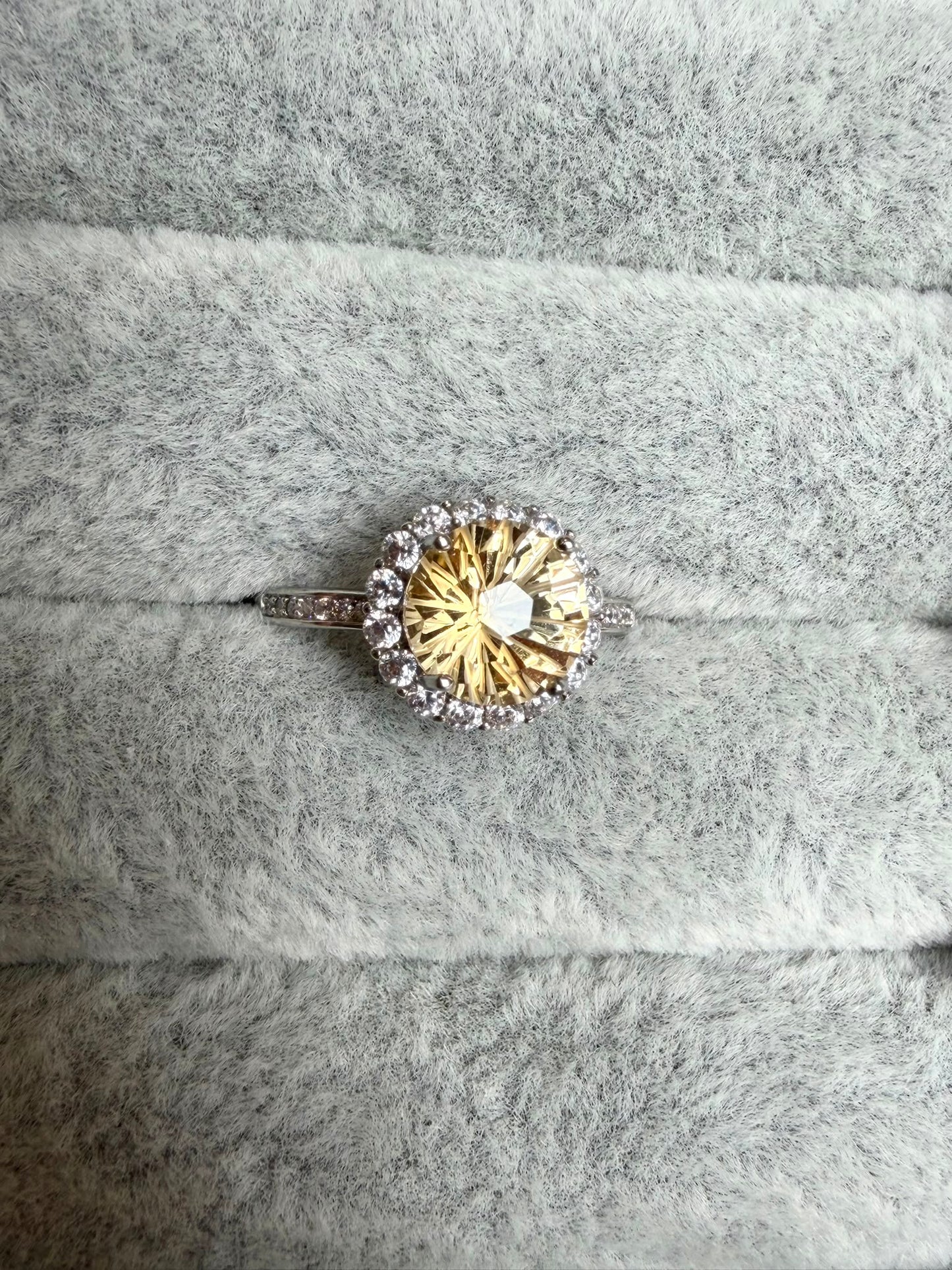 黃水晶煙花切割開口戒指 展示3